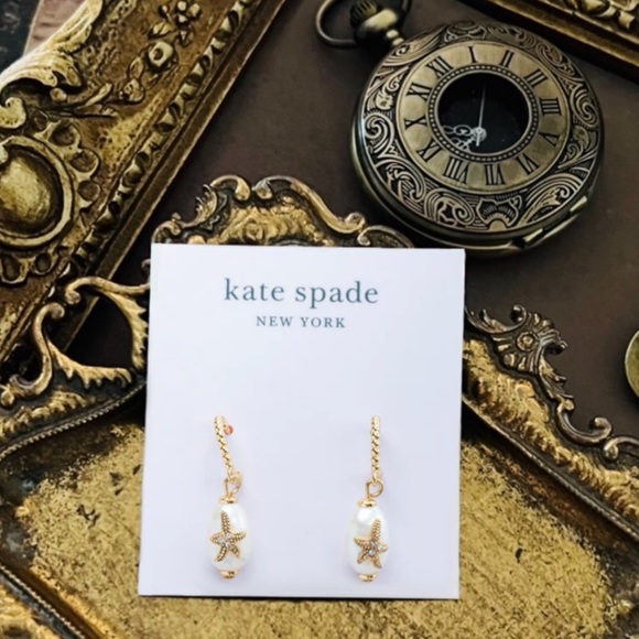 KATE SPADE • Sea Star Starfish Pearl Huggie Earrings - Picture 3 of 3